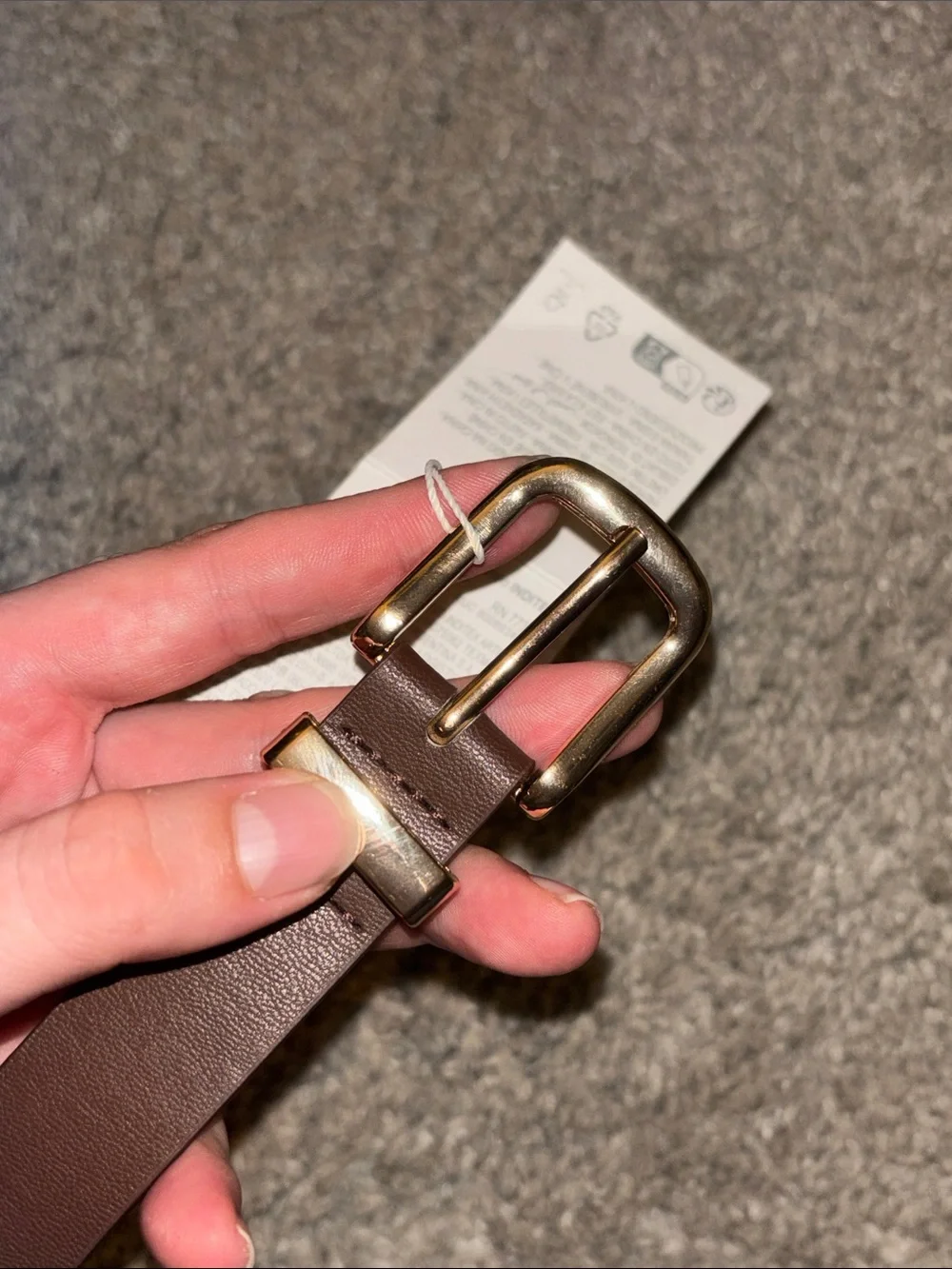 🫈ZARA Faux Leather Belt ~ Chocolate/Gold